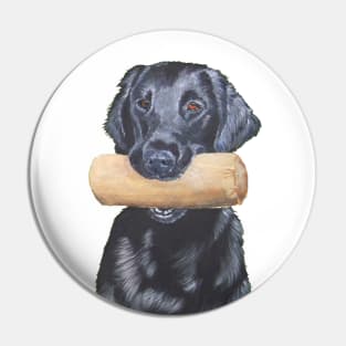 Flatcoated retriever with dumbbell Pin