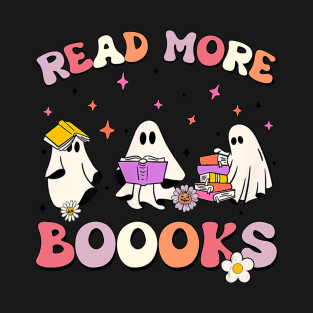 Retro Groovy Read More Books Ghost Boo ghoul funny Halloween T-Shirt