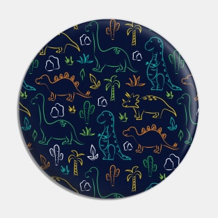 Cute cartoon dinosaur pattern on navy background Pin