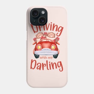 Driving with My Darling - Cute Bear Valentines Couples Red Phone Case