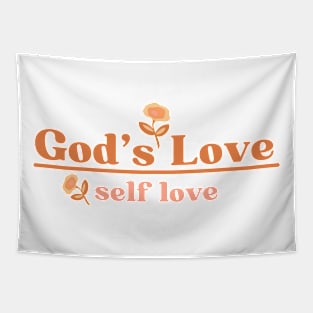 God's Love Over Self Love - Christian Quote Tapestry
