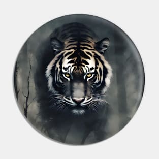 Tiger in the Foggy Dark Forest VIntage Art Pin