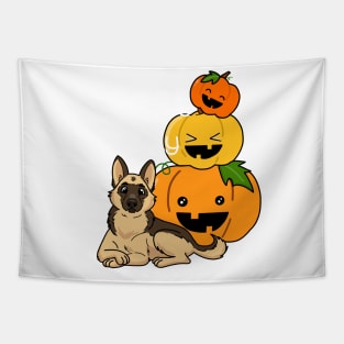 Hallowe'en German Shepherd and Pumpkins Tapestry