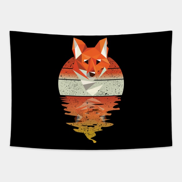 Vintage cute fox reflected on lights of moon T-Shirt Tapestry by mutarek