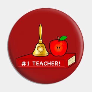 Teacher Appreciation Cute Apple and Bell with Book Pin