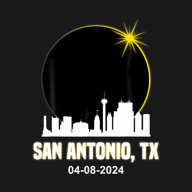 Solar Eclipse 2024 San Antonio Skyline Texas Solar Eclipse by SanJKaka