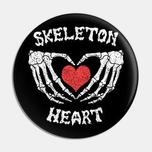 Vintage Skeleton Bones Heart Halloween Pin