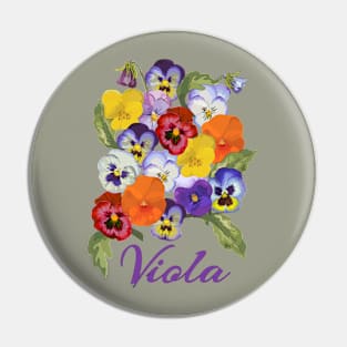 Viola flowers-Vintage Viola-Viola Spring flower Pin