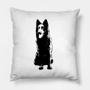 German Shepherd Black and White Abstract Art Pillow