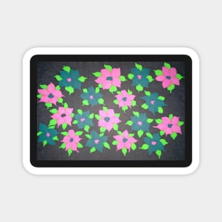 Bold Flowers in Pink and Blue Magnet