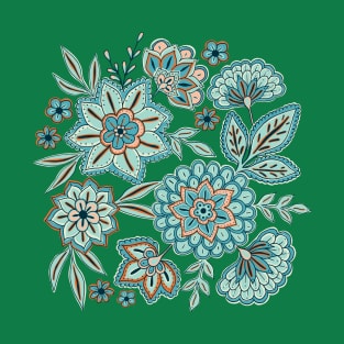 Pretty boho flowers - Green T-Shirt