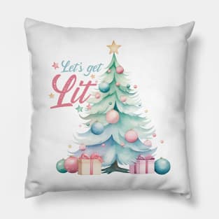 Let's get LIT - Watercolor Christmas Tree Pillow