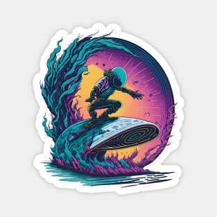 Alien Surfing on A Vinyl Record Magnet