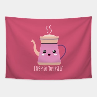 Expresso Yourself: Cute Coffee Pot T-Shirt & More | PunnyHouse Tapestry