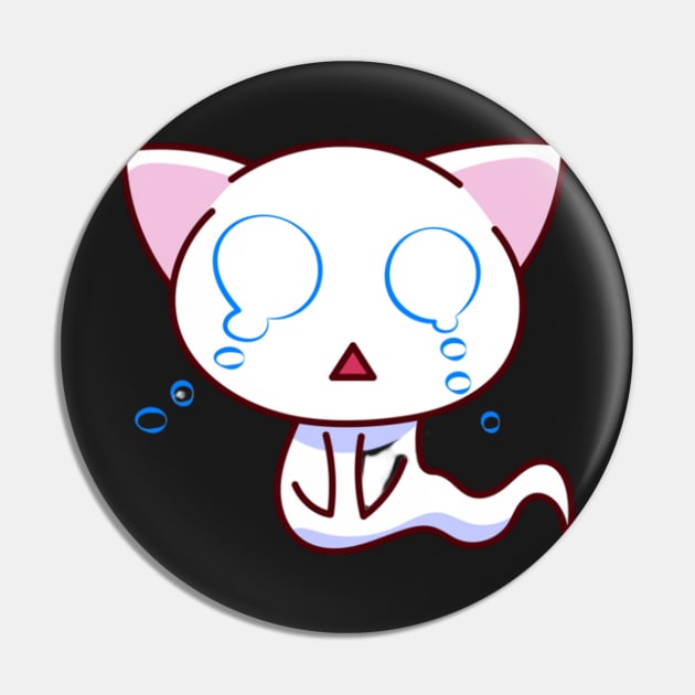 Cat Ghost Crying Pin by kyokyyosei