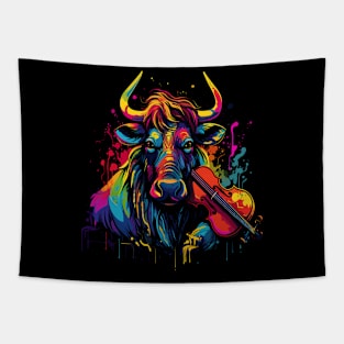 Wildebeest Playing Violin Tapestry