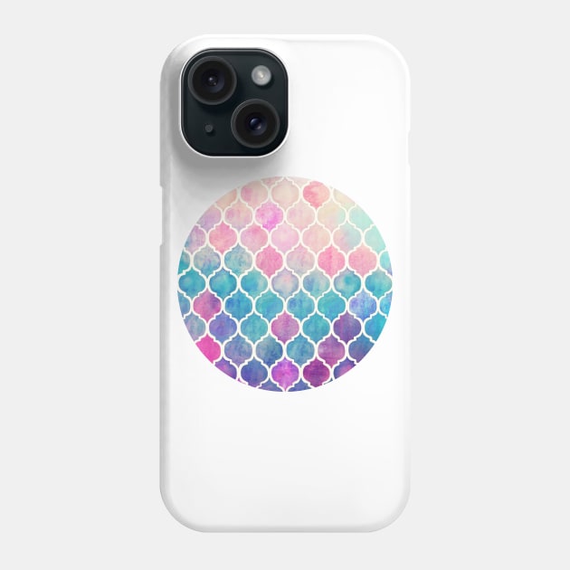 Rainbow Pastel Watercolor Moroccan Pattern Phone Case by micklyn