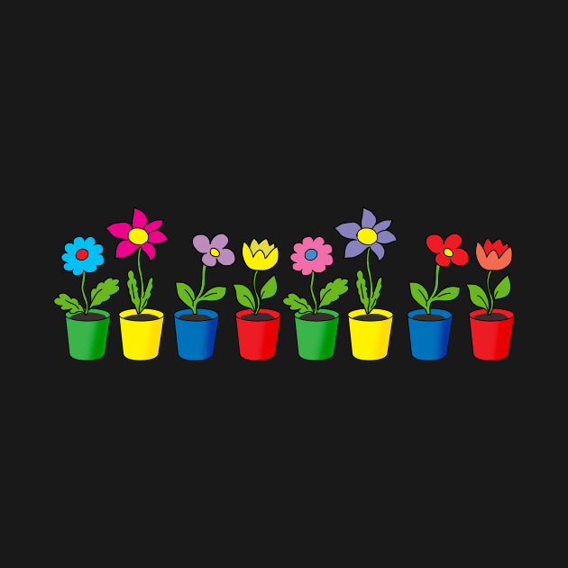 bright flowers in pots by sonaart