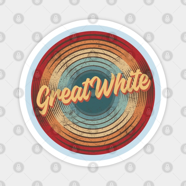 Great White Vintage Circle Magnet by musiconspiracy