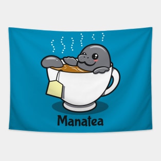 Manatea Cute Kawaii Funny Original Manatee Cartoon For Tea Drinkers Tapestry