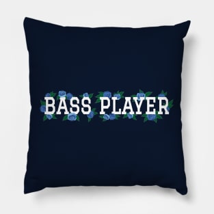 Bass Player Blue Roses and Leaves Pillow