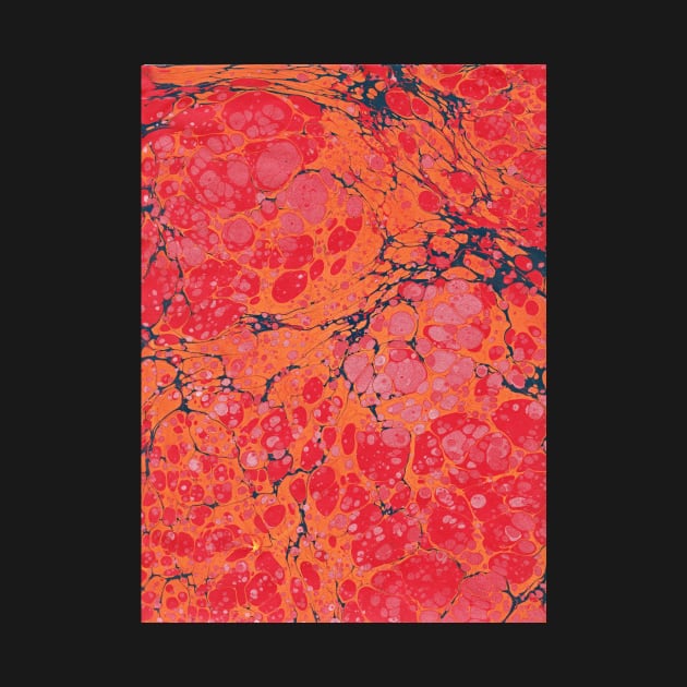 Orange red handmarbled paper by kittyvdheuvel