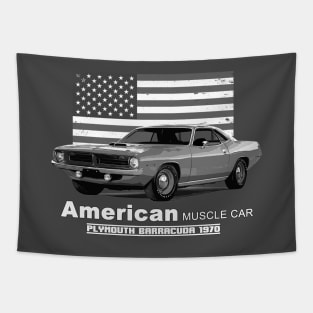 Plymouth Barracuda American Muscle Car 60s 70s Old is Gold Tapestry