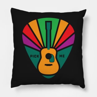 Vintage Guitar Pick, Guitarist Retro acoustic guitarra pick me colorful Pillow