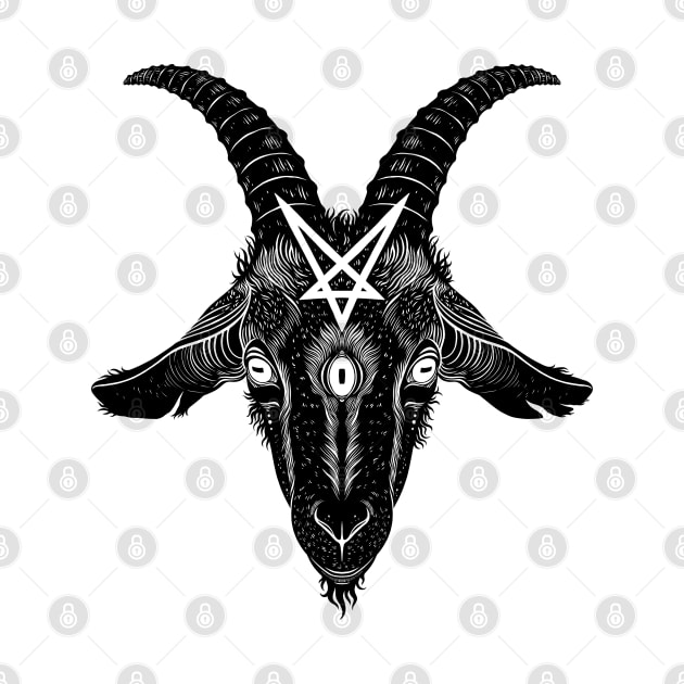 Satanic goat head with pentagram by OccultOmaStore
