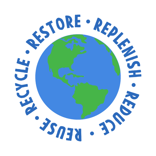 Earth day Restore Replenish Reduce Reuse Recycle by Mesyo