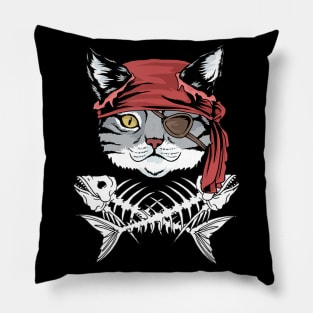 Cat Pirate TShirt Funny Cat Pirate Halloween Pillow