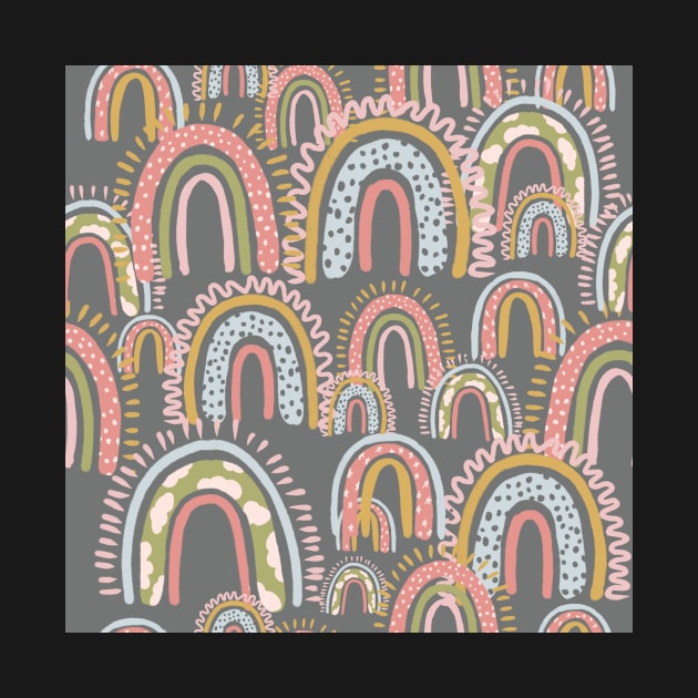 cute boho rainbow pattern grey by ArtInPi