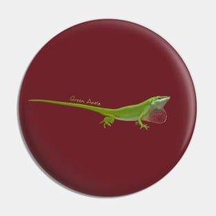 Green Anole lizard - Dewlap Action! Pin