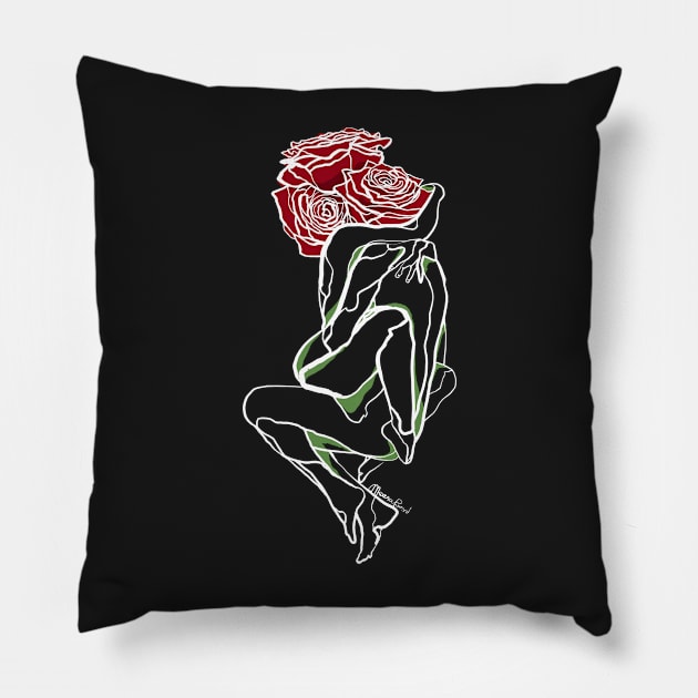 Single Line - Bouquet (White) Pillow by MaxencePierrard