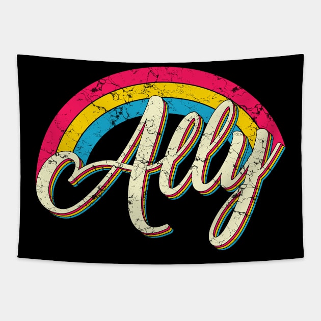 Ally pansexual vintage tshirt lgbt pride Tapestry by Dianeursusla Clothes