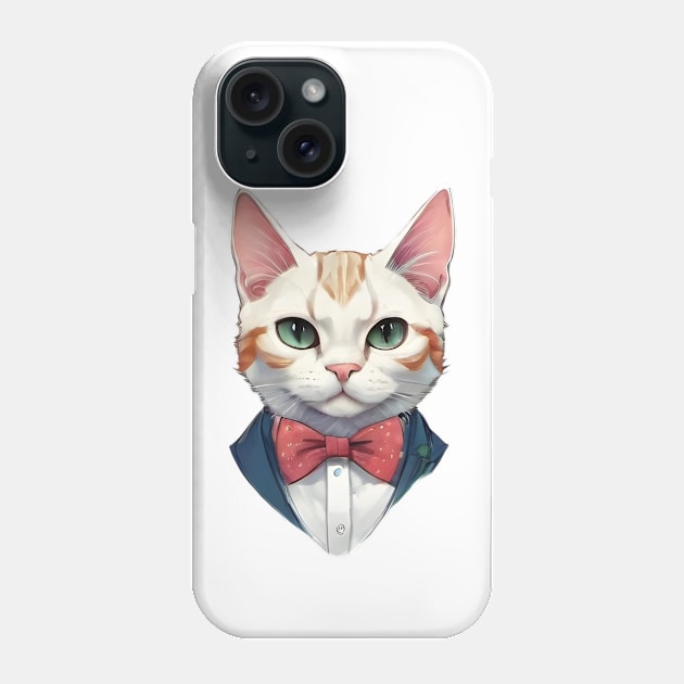 Fancy Cat with Bowtie no.6 Phone Case by Donperion