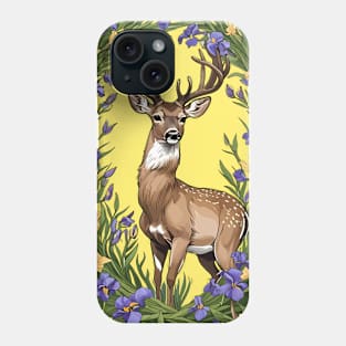 Michigan White-Tailed Deer With Iris Flower 4 Phone Case