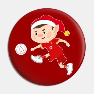 Serbia football Christmas elf. Football World Cup soccer T-Shirt Pin