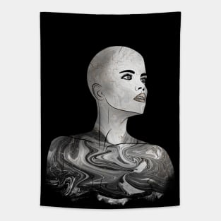 Black Marble and Gold Female silhouette Tapestry