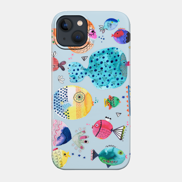 Watercolor Puffer Fishes - Beach - Phone Case