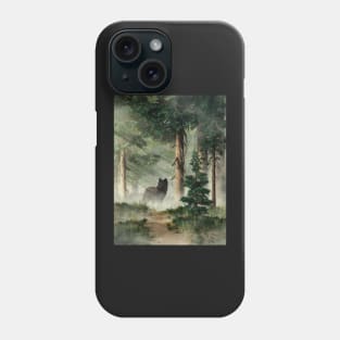 Black Wolf on the Path Phone Case