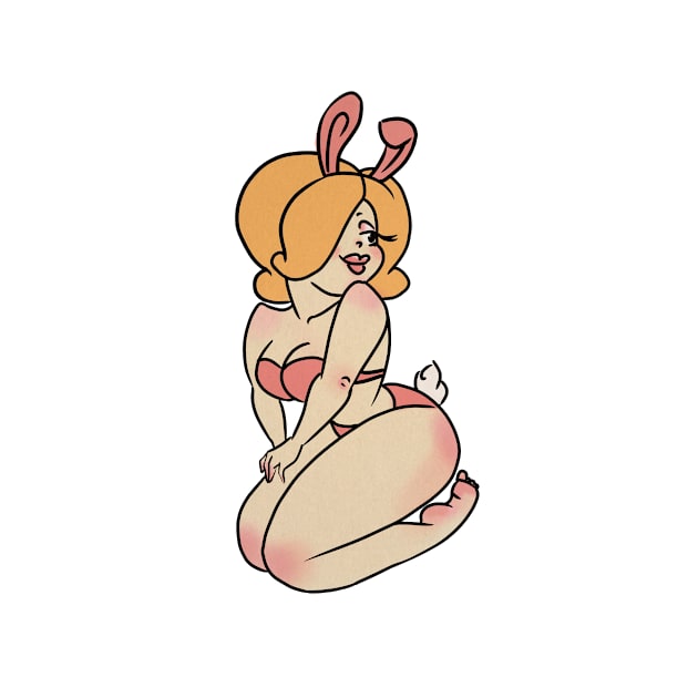 Pinup Bunny Yellow Background by ArtInPi