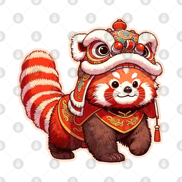 Red Panda Lion Dance for Chinese New Year 2024 by Half Sugar Boba