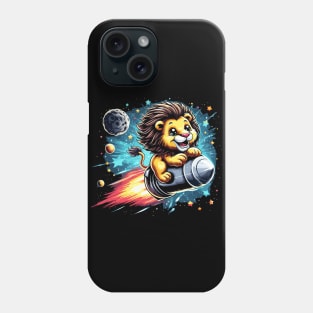 Majestic Lion Takes Flight to the Cosmos Phone Case