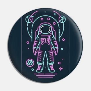 Neon astronaut drawing Pin