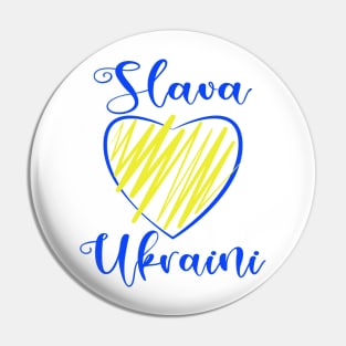 Slava Ukraini Glory to Ukraine heart white Pin