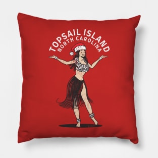 Topsail Island, NC Christmas Vacationing Holiday Hula Girl Pillow