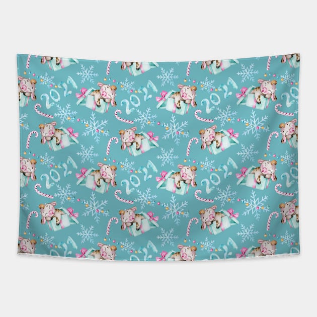 Cute Bull Pattern Tapestry by Simple Wishes Art