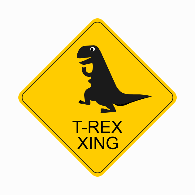 T-rex crossing road sign by blessedpixel