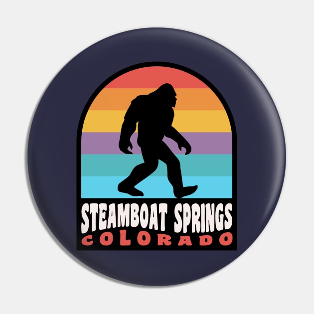 Steamboat Springs Colorado Bigfoot Sasquatch Retro Sunset Pin by PodDesignShop